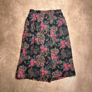 Vintage 90s Handmade Paisley Floral Maxi Skirt Multicolor Pleated Whimsigoth